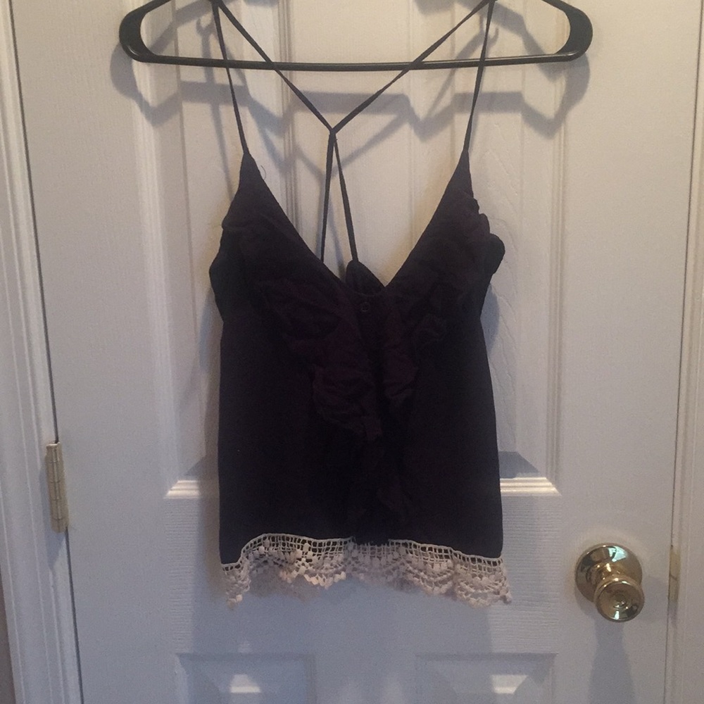 Dark blue tank with lace